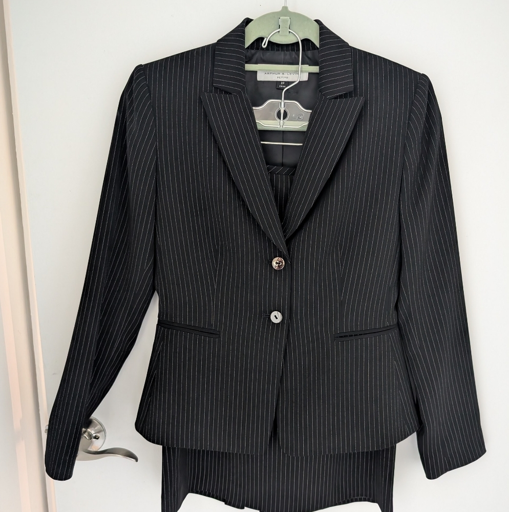 Women's Black Pinstripe Blazer
